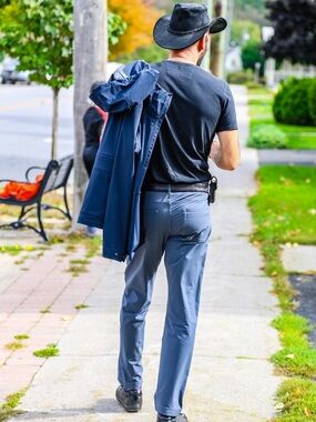 Western‎ Rise Mens Diversion Pants Blue Size 34 Slim Travel Work Trousers